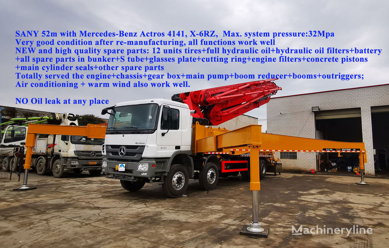 Sany 52X-6RZ on chassis Mercedes-Benz Actros 4141  concrete pump